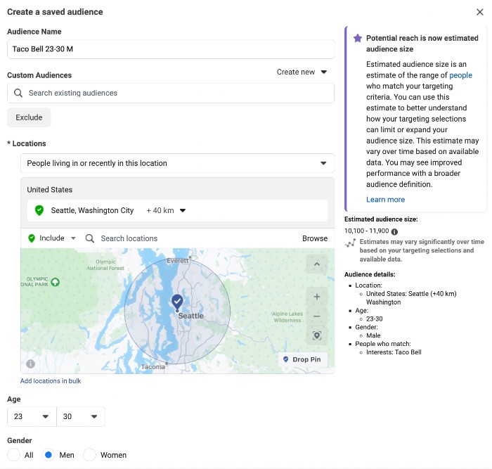 Saved audience loomine