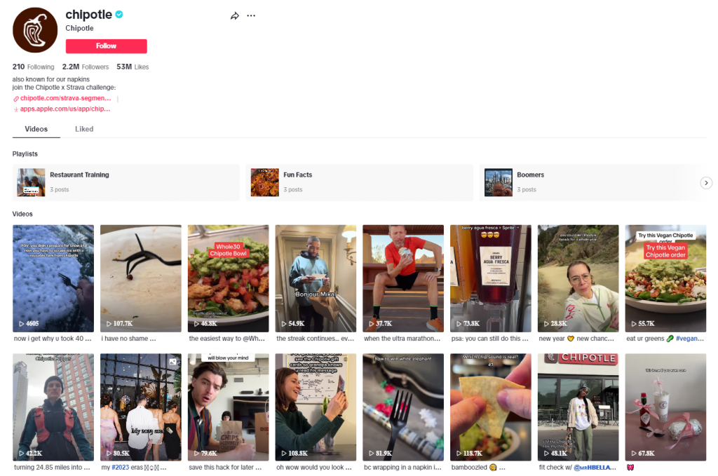 chipotle social media strategy on tiktok