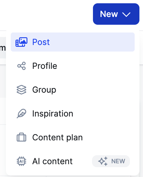 New post button in Kontentino app